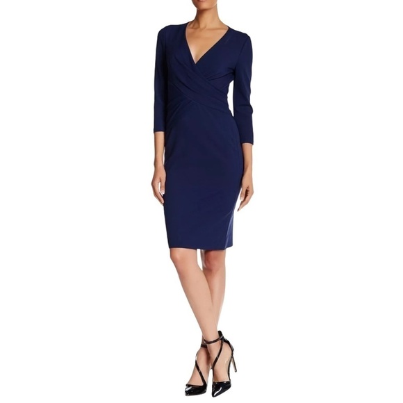 Diane Von Furstenburg Leora Stretch-Crepe Dress Navy Women’s Size 6 - Picture 16 of 16